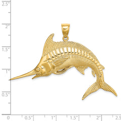 14K 2-D Polished / Satin Blue Marlin Charm