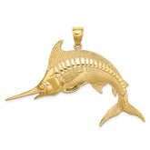 14K 2-D Polished / Satin Blue Marlin Charm