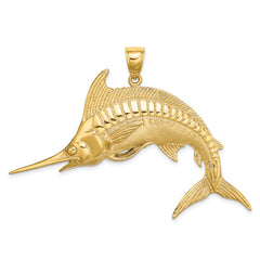 14K 2-D Polished / Satin Blue Marlin Charm