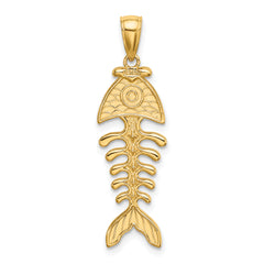 14K 3-D Polished/ Textured Fishbone Charm