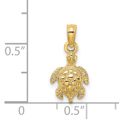 14K Textured Sea Turtle Charm