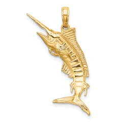 14K 3-D Polished BLUE MARLIN Charm