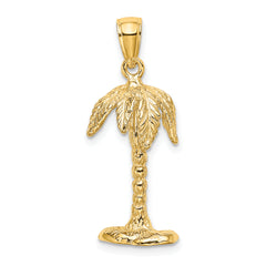14K 3-D Textured Palm Tree Charm