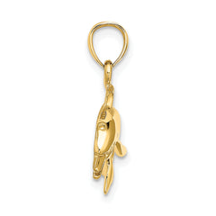 14K Textured/Polished Dolphin Jumping Charm