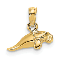 14K 3-D Polished Mini Manatee Charm