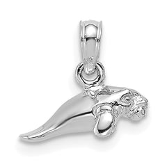 14K White Gold 3-D Polished Mini Manatee Charm