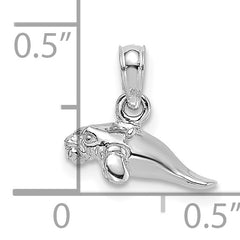 14K White Gold 3-D Polished Mini Manatee Charm