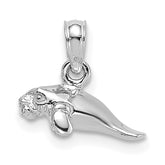 14K White Gold 3-D Polished Mini Manatee Charm