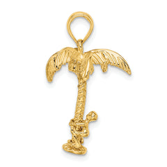 14K 3-D Palm Tree W/Moveable Man Charm