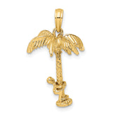 14K 3-D Palm Tree W/Moveable Man Charm