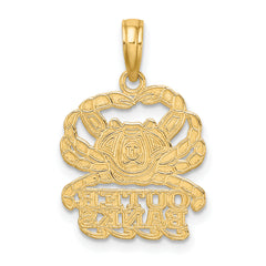 14K Polished OUTER BANKS Crab Charm