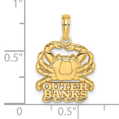 14K Polished OUTER BANKS Crab Charm