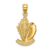 14K 2-D TURKS AND CAICOS Under Conch Shell Charm