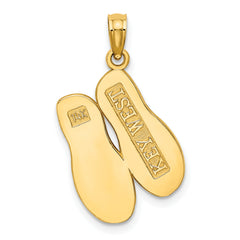 14K 3D Large KEY WEST Double Flip Flop Charm