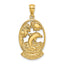 14K ARUBA W/ Dolphin Sunset In Frame Charm