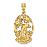 14K ARUBA W/ Dolphin Sunset In Frame Charm