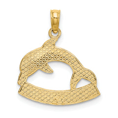 14K 2-D CURACAO Under Polished Dolphin Charm