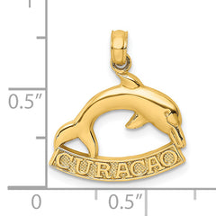 14K 2-D CURACAO Under Polished Dolphin Charm