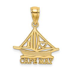 14K I HEART CAPE MAY w/ Cut-Out Boat Charm