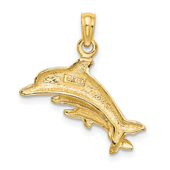 14K Dolphin w/ 2 Baby Dolphins Charm