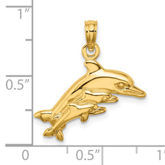 14K Dolphin w/ 2 Baby Dolphins Charm