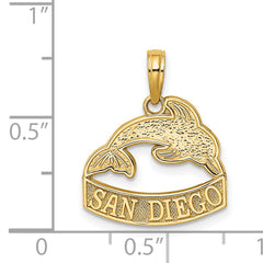 14K SAN DIEGO Banner Dolphins Charm