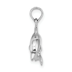 14K White Gold 3-D Dolphin Jumping Charm