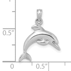 14K White Gold 3-D Dolphin Jumping Charm