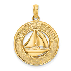 14K OCEAN CITY w/ Sailboat Charm