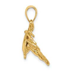 14K Stone Crab Facing Down Charm