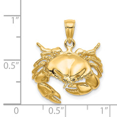14K Stone Crab Facing Down Charm