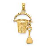 14K 3D CAPE COD Bucket w/ Shovel Charm
