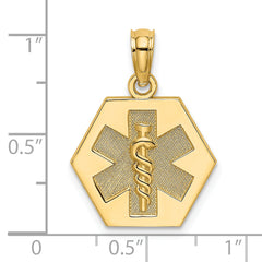 14K Caduceus Textured Back Medical Charm
