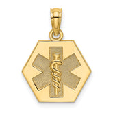 14K Caduceus Textured Back Medical Charm