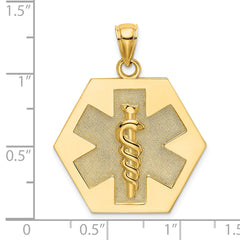 14K Textured Back Caduceus Medical Disc