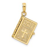 14K 3-D Moveable Pages Holy Bible w/ Lords Prayer Charm