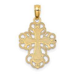 14K Beaded Lace Trim Cross Charm