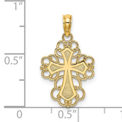 14K Beaded Lace Trim Cross Charm