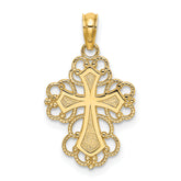 14K Beaded Lace Trim Cross Charm