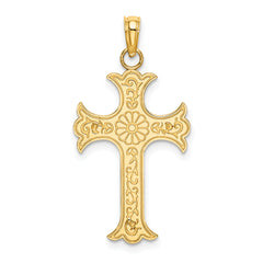 14K Double Sided Engraved Cross Charm