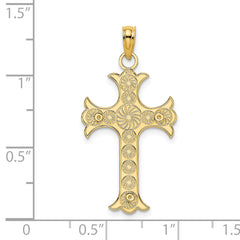 14K Double Sided Engraved Cross Charm