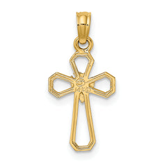 14K Cut-Out Cross w/ Dove Charm