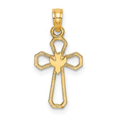 14K Cut-Out Cross w/ Dove Charm