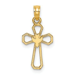 14K Cut-Out Cross w/ Dove Charm