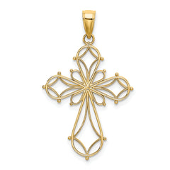 14K Cut-Out Shapes Fancy Cross Charm