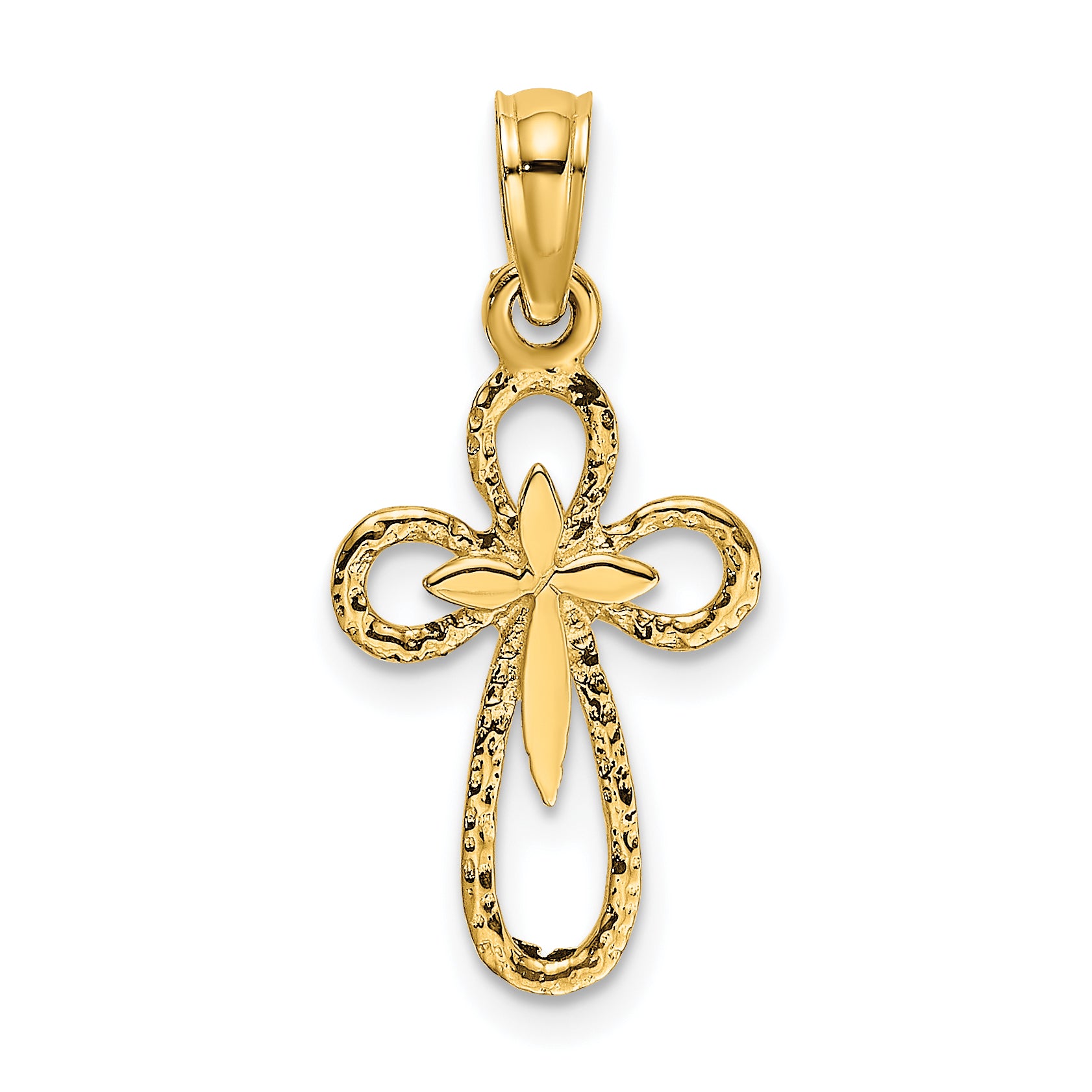 14K Cut-Out Cross w/ Small Interior Cross Charm