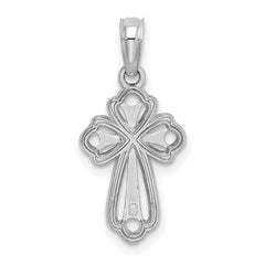 14K White Gold Cut-Out Polished and Textured Cross Charm