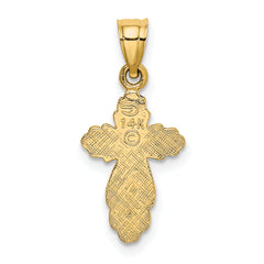14K Solid Polished and Textured Cross Charm