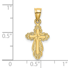 14K Solid Polished and Textured Cross Charm