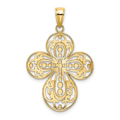 14K Cut-Out w/ Rounded Tips Filigree Cross Charm